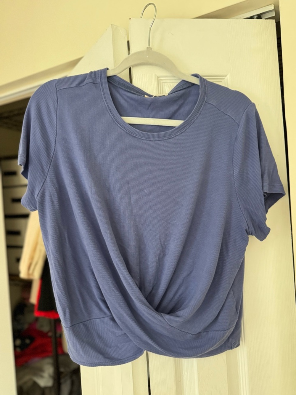 Marine Layer Twist-Front Short Sleeve Top - Periwinkle
